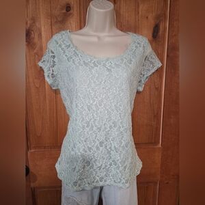 Elle Lace Blouse - Soft Green
